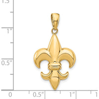 14K Yellow Gold Medium Fleur-de-Lis Pendant - Polished Concave Design by Oro Pregiato