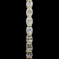 14K Yellow Gold Medium Hoop Earrings with 44 Prong-Set Oval Cut Lab Diamonds - 7.84 Carats Total Diamond Weight - Covaloro Fine Jewelry