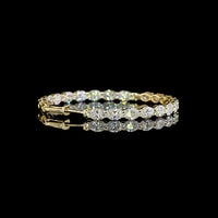 14K Yellow Gold Medium Hoop Earrings with 44 Prong-Set Oval Cut Lab Diamonds - 7.84 Carats Total Diamond Weight - Covaloro Fine Jewelry