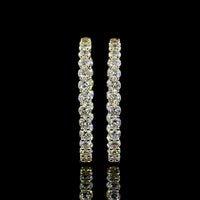 14K Yellow Gold Medium Hoop Earrings with 48 Prong-Set Round Lab-Grown Diamonds - 6.96 Carat Total Diamond Weight - Covaloro Fine Jewelry