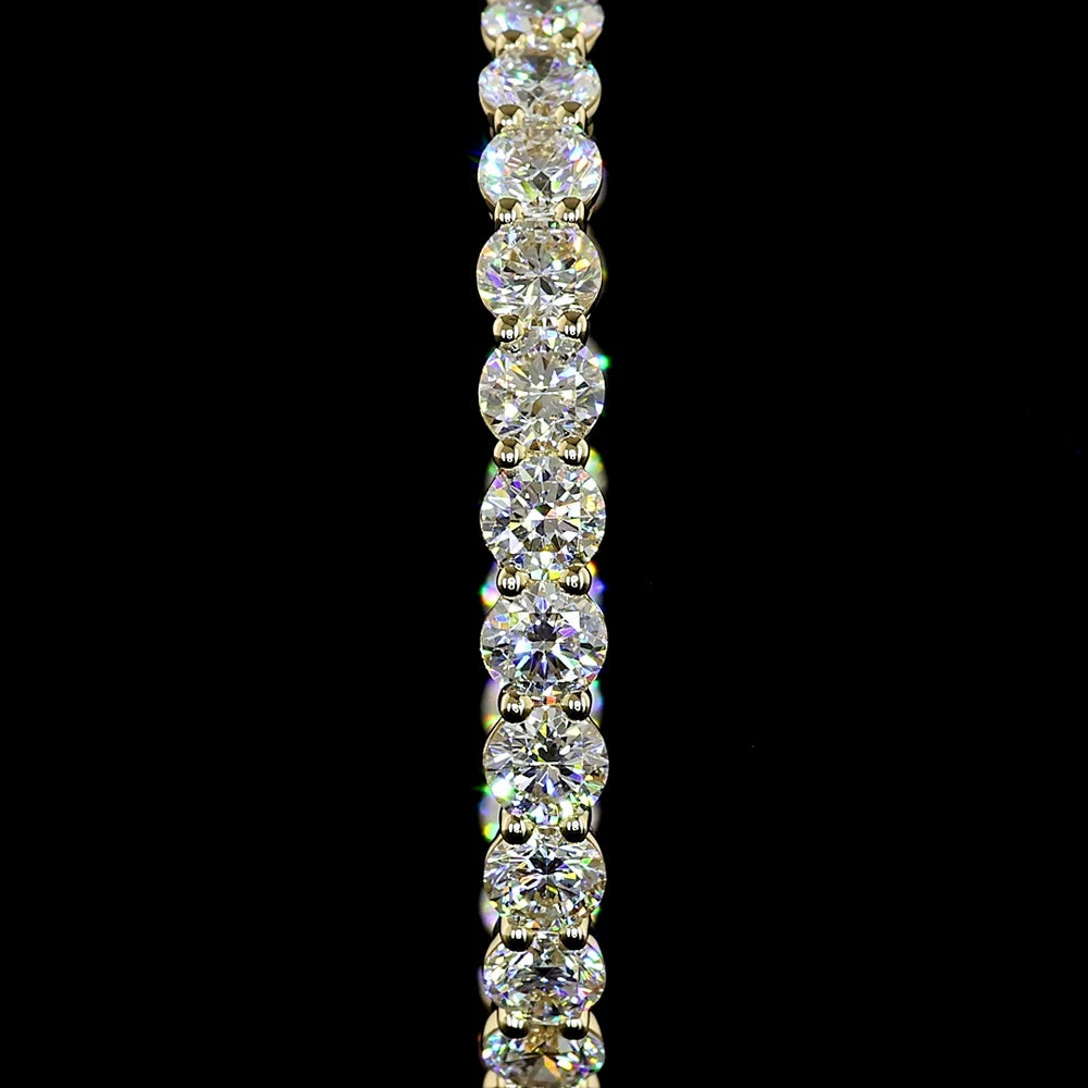 14K Yellow Gold Medium Hoop Earrings with 48 Prong-Set Round Lab-Grown Diamonds - 6.96 Carat Total Diamond Weight - Covaloro Fine Jewelry