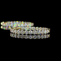 14K Yellow Gold Medium Hoop Earrings with 48 Prong-Set Round Lab-Grown Diamonds - 6.96 Carat Total Diamond Weight - Covaloro Fine Jewelry