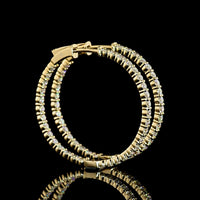 14K Yellow Gold Medium Hoop Earrings with 66 Prong-Set Round Lab Diamonds - 2.15 Carat Total Diamond Weight - Covaloro Fine Jewelry