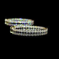 14K Yellow Gold Medium Hoop Earrings with 66 Prong-Set Round Lab Diamonds - 2.15 Carat Total Diamond Weight - Covaloro Fine Jewelry