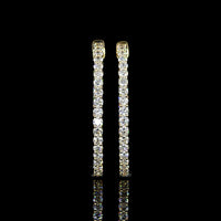 14K Yellow Gold Medium Hoop Earrings with 70 Prong-Set Round Lab Diamonds - 2.78 Carat Total Diamond Weight - Covaloro Fine Jewelry