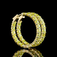 14K Yellow Gold Medium Hoop Earrings with Asscher Cut Fancy Vivid Yellow Lab Diamonds - 10.76 Carats Total Diamond Weight - Covaloro Fine Jewelry