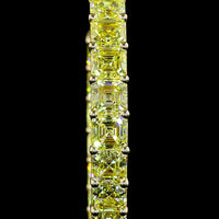 14K Yellow Gold Medium Hoop Earrings with Asscher Cut Fancy Vivid Yellow Lab Diamonds - 10.76 Carats Total Diamond Weight - Covaloro Fine Jewelry