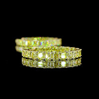 14K Yellow Gold Medium Hoop Earrings with Asscher Cut Fancy Vivid Yellow Lab Diamonds - 10.76 Carats Total Diamond Weight - Covaloro Fine Jewelry