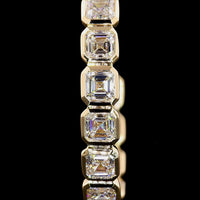 14K Yellow Gold Medium Hoop Earrings with Bezel Set Asscher Cut Lab Diamonds - 4.06 Carats Total Diamond Weight - Covaloro Fine Jewelry