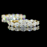 14K Yellow Gold Medium Hoop Earrings with East-West Prong Set Oval Lab Grown Diamonds - 4.88 Carat Total Diamond Weight - Covaloro Fine Jewelry