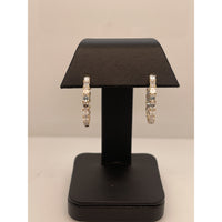 14K Yellow Gold Medium Hoop Earrings with East-West Set Emerald Cut Lab Grown Diamonds - 8.04 Carat Total Weight, F Color VS2 Clarity - Covaloro Fine Jewelry