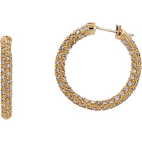 14K Yellow Gold Medium Hoop Earrings with Pavé Set Round Diamonds by EFFY - 2.82 Carats Total Diamond Weight