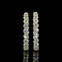 14K Yellow Gold Medium Hoop Earrings with Prong Set Round Lab Diamonds - 7.35 Carat Total Diamond Weight - Covaloro Fine Jewelry