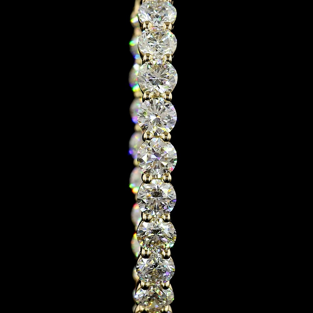 14K Yellow Gold Medium Hoop Earrings with Prong-Set Round Lab Grown Diamonds - 10.32 Carat Total Diamond Weight - Covaloro Fine Jewelry