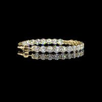 14K Yellow Gold Medium Hoop Earrings with Prong-Set Round Lab Grown Diamonds - 10.32 Carat Total Diamond Weight - Covaloro Fine Jewelry