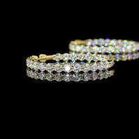 14K Yellow Gold Medium Hoop Earrings with Prong-Set Round Lab Grown Diamonds - 10.32 Carat Total Diamond Weight - Covaloro Fine Jewelry