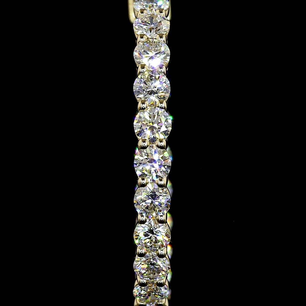 14K Yellow Gold Medium Hoop Earrings with Round Brilliant Cut Lab Diamonds - 2.18 Carats Total Diamond Weight - Covaloro Fine Jewelry