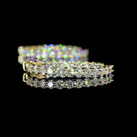 14K Yellow Gold Medium Hoop Earrings with Round Brilliant Cut Lab Diamonds - 2.18 Carats Total Diamond Weight - Covaloro Fine Jewelry