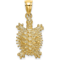 14K Yellow Gold Medium Land Turtle Charm - Polished Textured Finish by Oro Pregiato