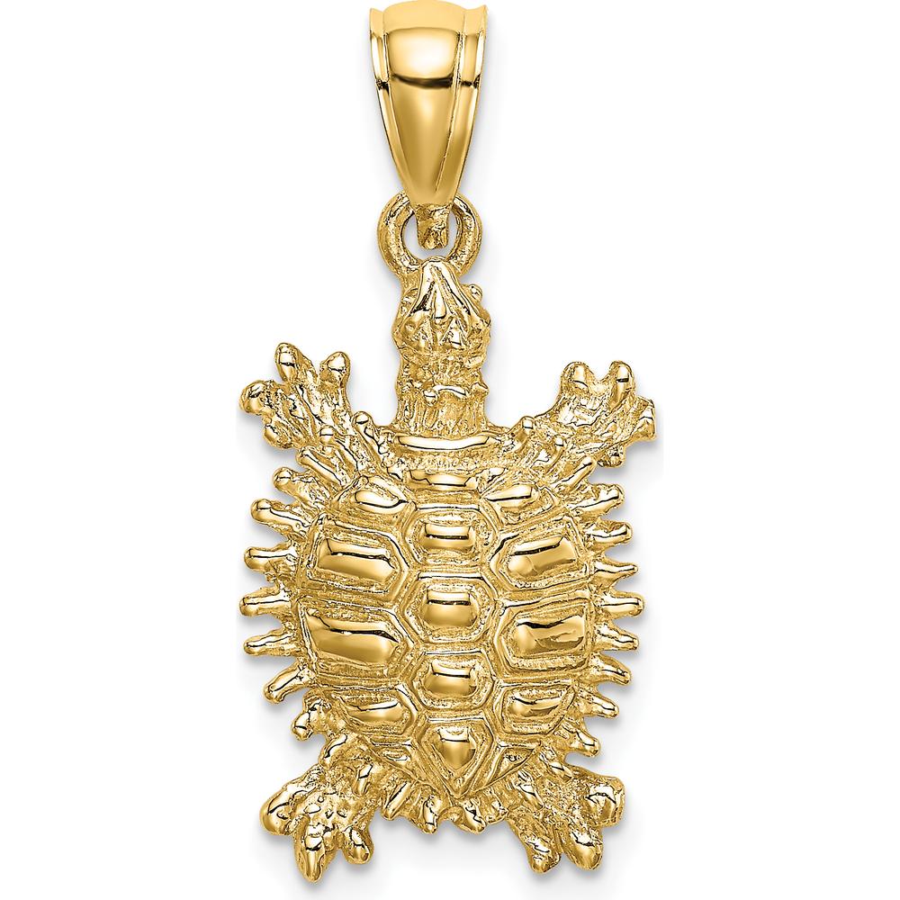 14K Yellow Gold Medium Land Turtle Charm - Polished Textured Finish by Oro Pregiato