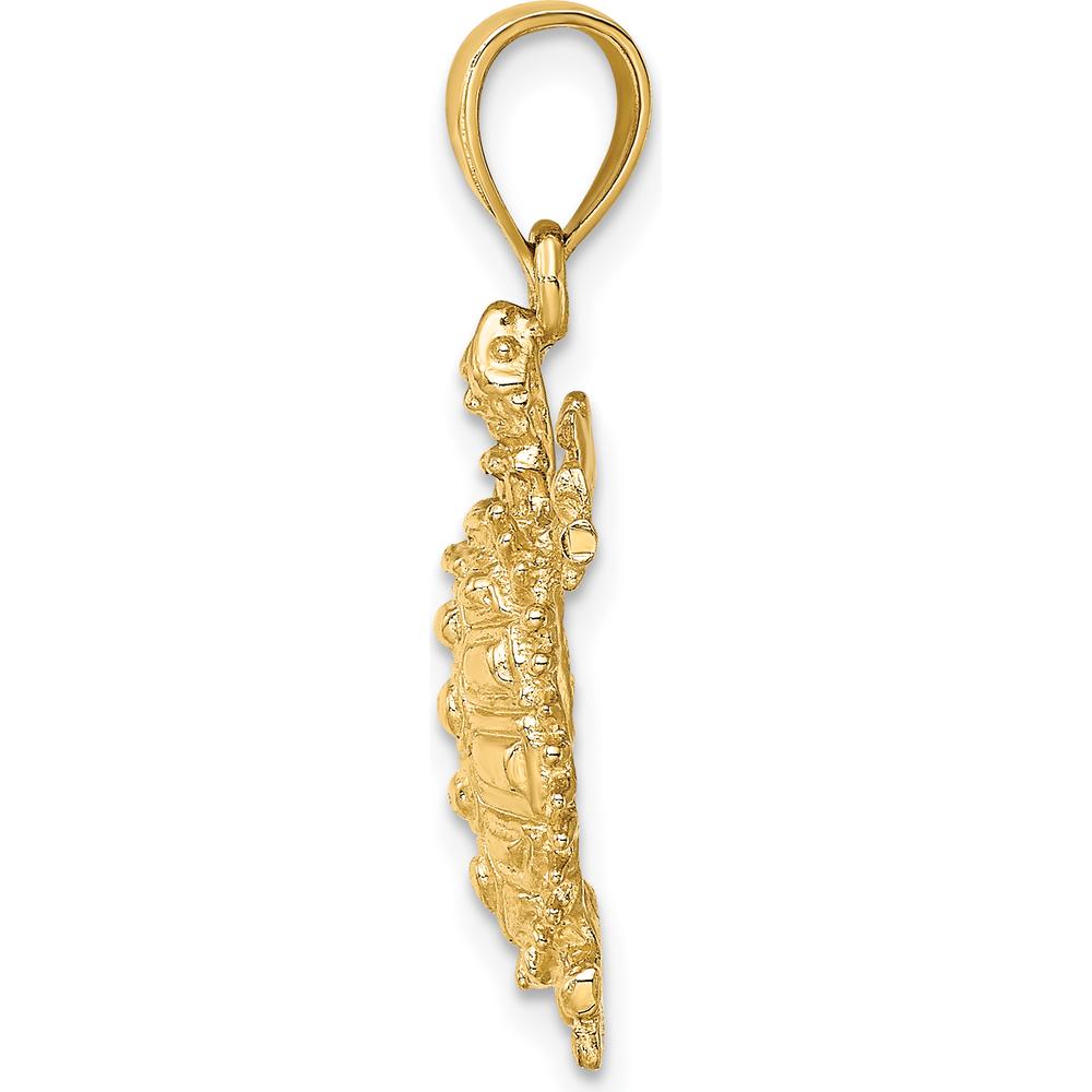 14K Yellow Gold Medium Land Turtle Charm - Polished Textured Finish by Oro Pregiato
