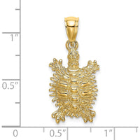 14K Yellow Gold Medium Land Turtle Charm - Polished Textured Finish by Oro Pregiato