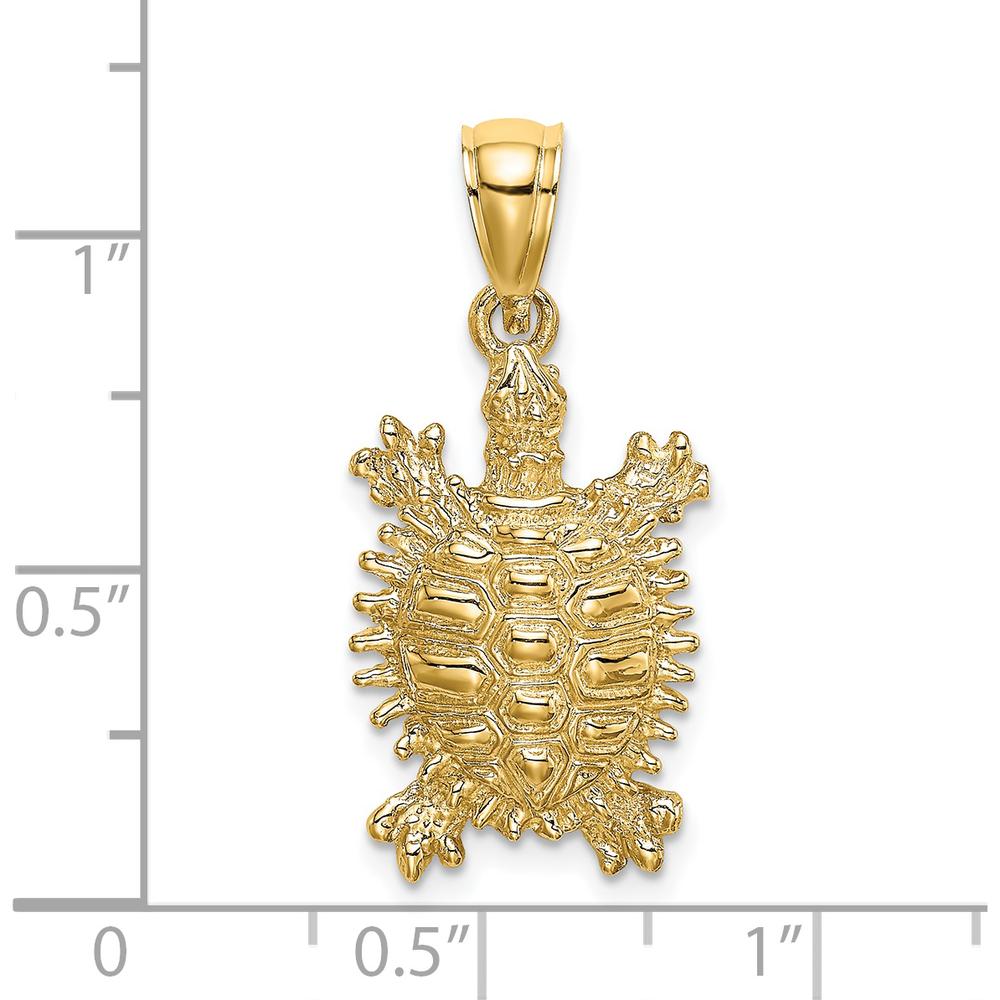 14K Yellow Gold Medium Land Turtle Charm - Polished Textured Finish by Oro Pregiato