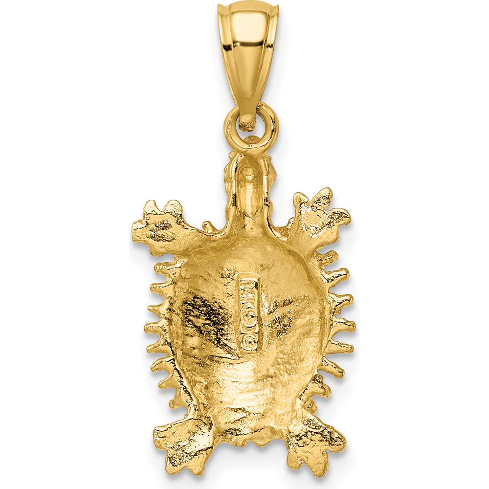 14K Yellow Gold Medium Land Turtle Charm - Polished Textured Finish by Oro Pregiato