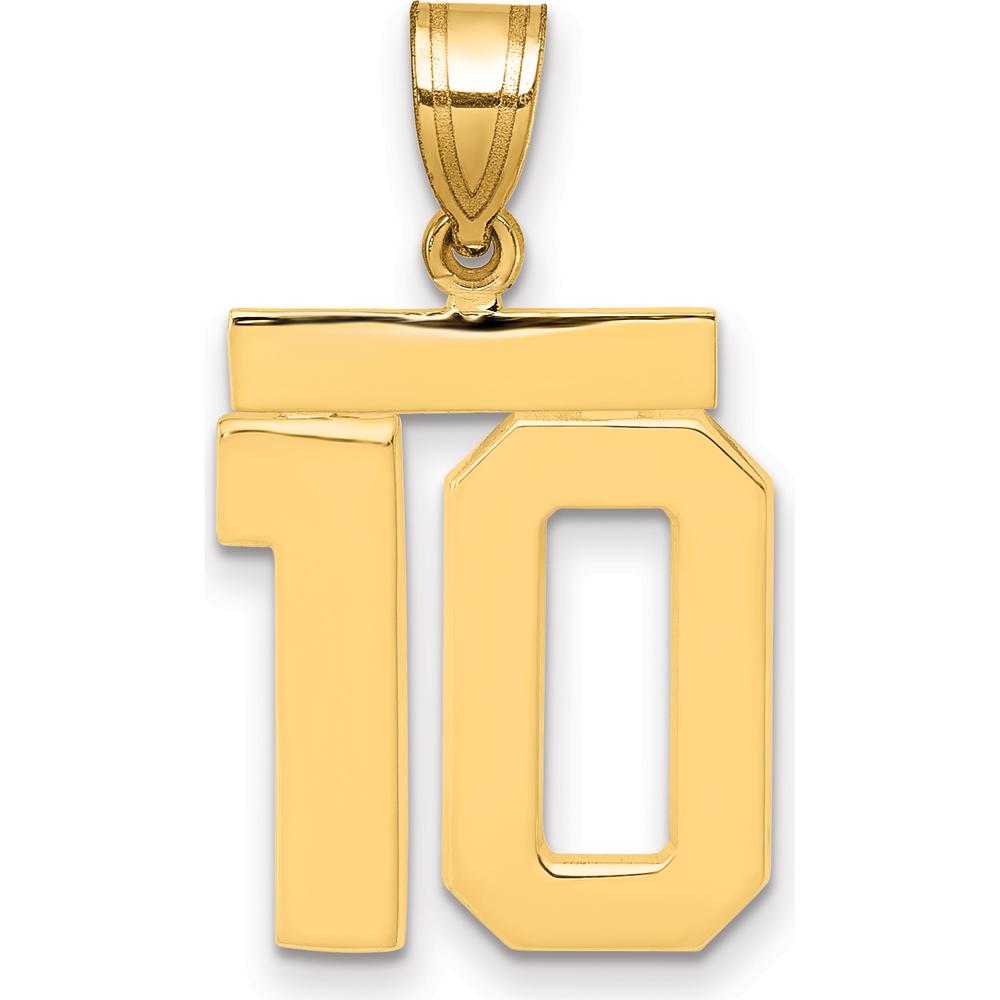 14K Yellow Gold Medium Number 10 Pendant Charm - Polished Finish by Oro Pregiato