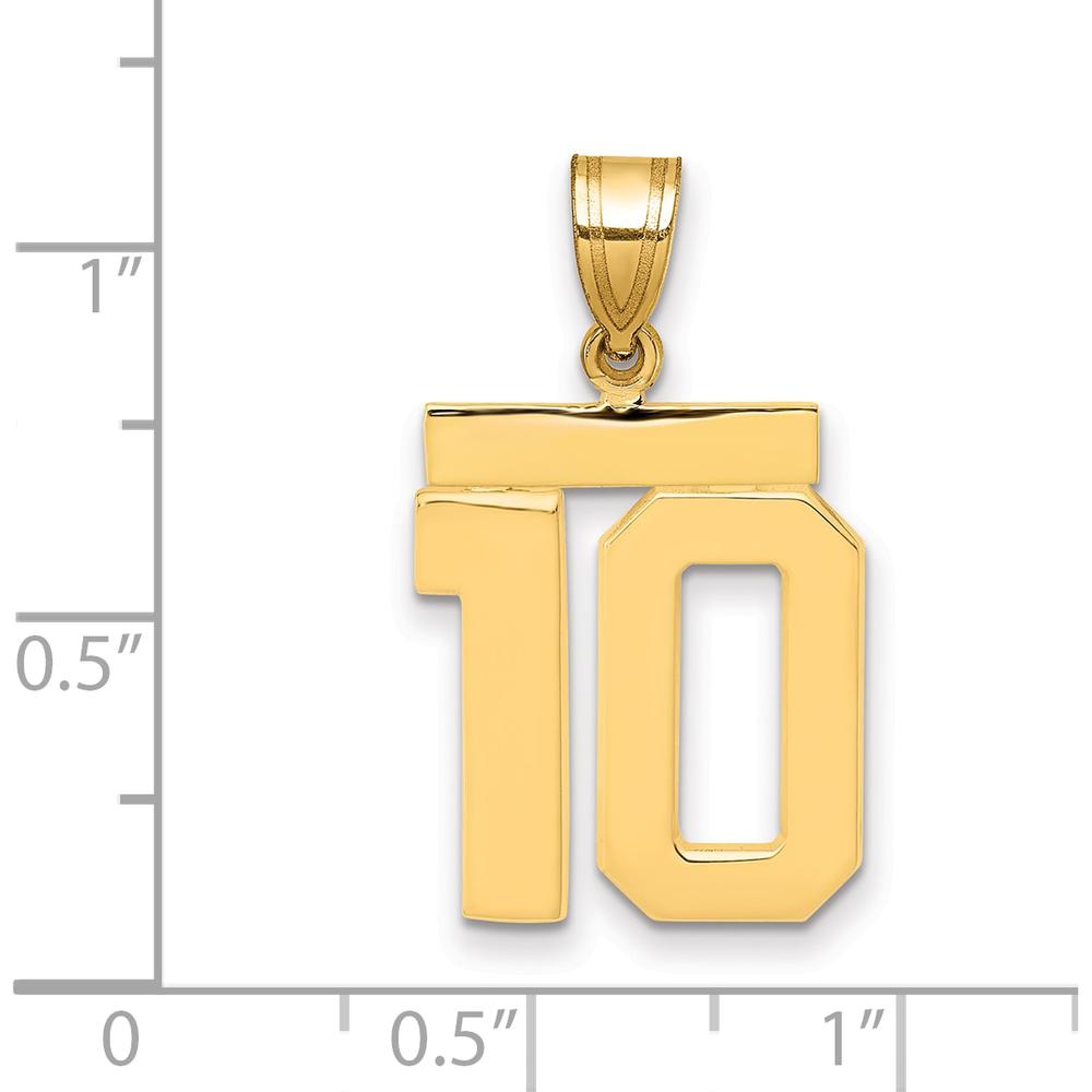 14K Yellow Gold Medium Number 10 Pendant Charm - Polished Finish by Oro Pregiato