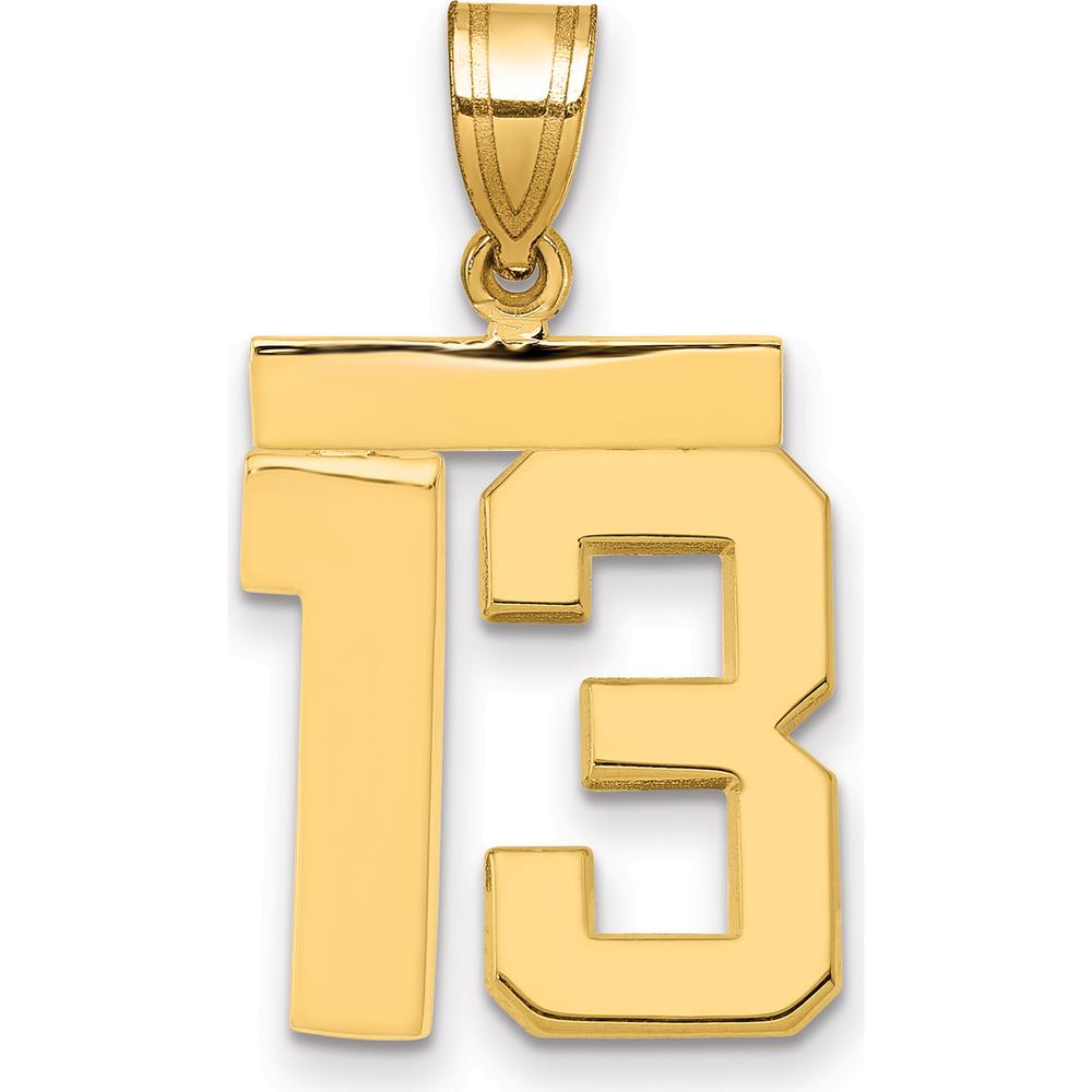 14K Yellow Gold Medium Number 13 Pendant Charm by Oro Pregiato