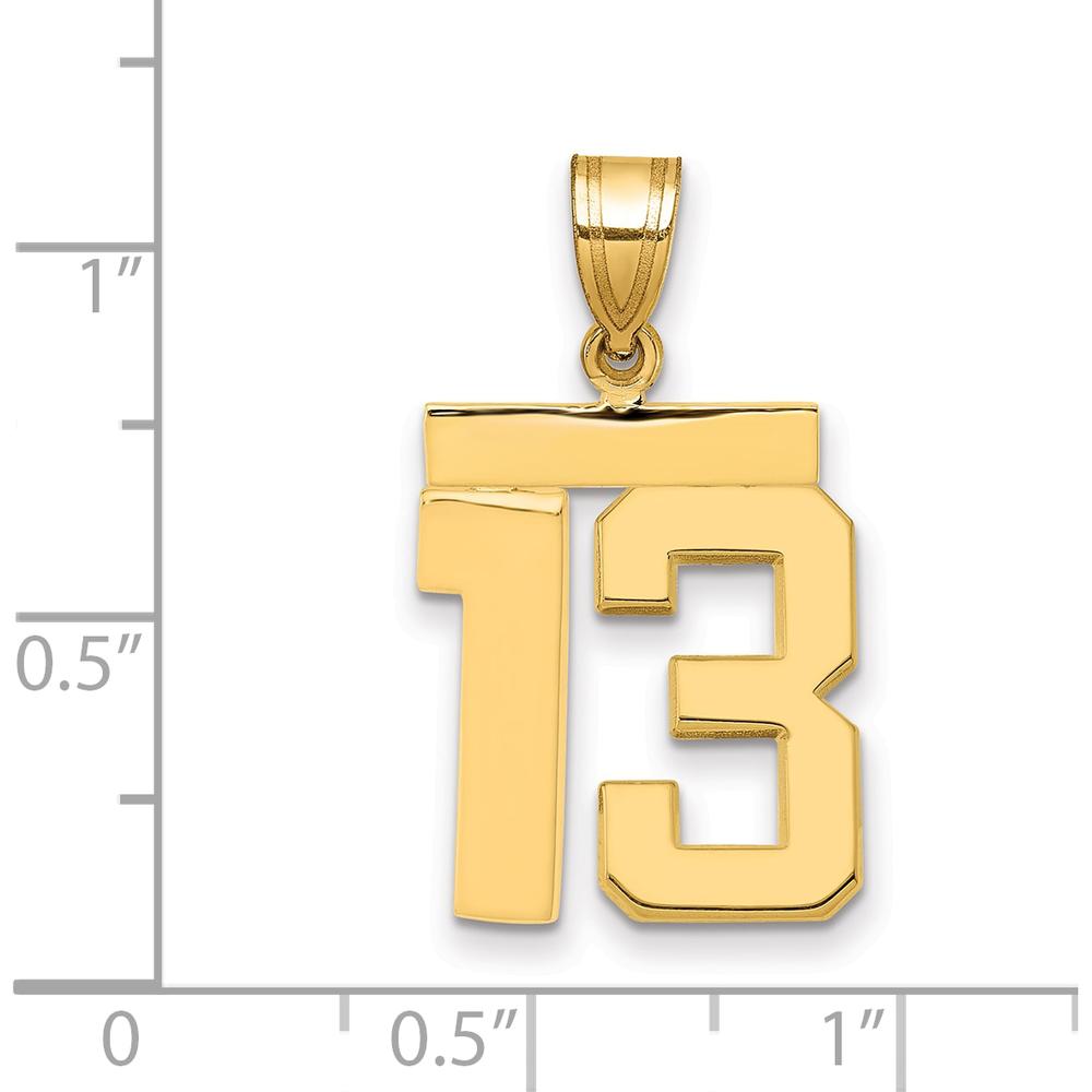 14K Yellow Gold Medium Number 13 Pendant Charm by Oro Pregiato