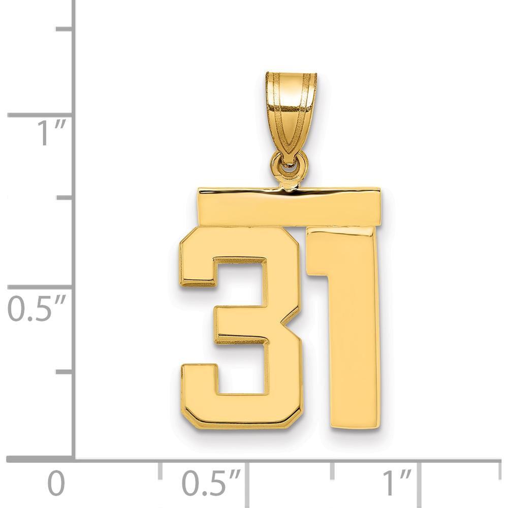 14K Yellow Gold Medium Number 31 Polished Pendant by Oro Pregiato