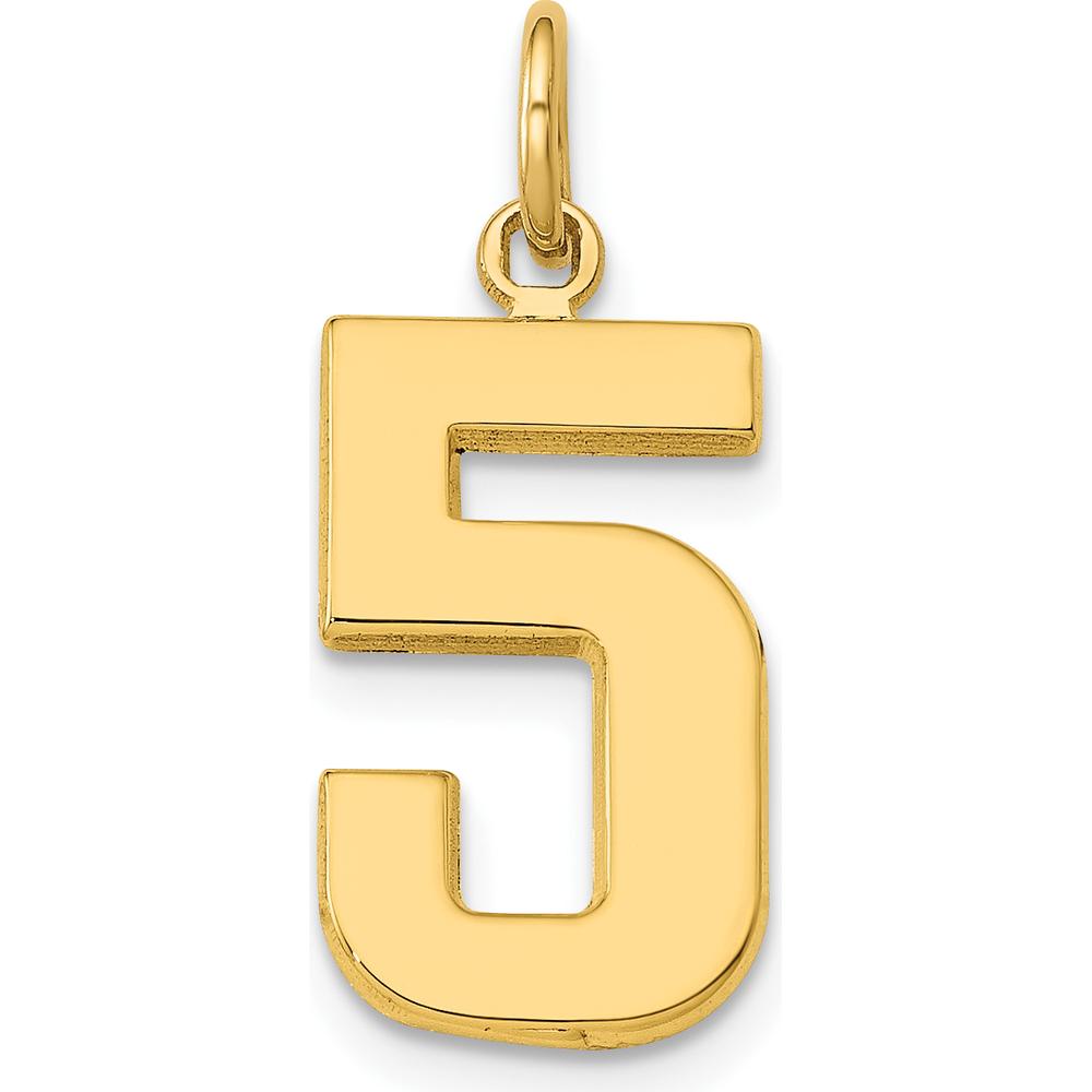 14K Yellow Gold Medium Number 5 Pendant Charm by Oro Pregiato