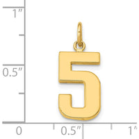 14K Yellow Gold Medium Number 5 Pendant Charm by Oro Pregiato