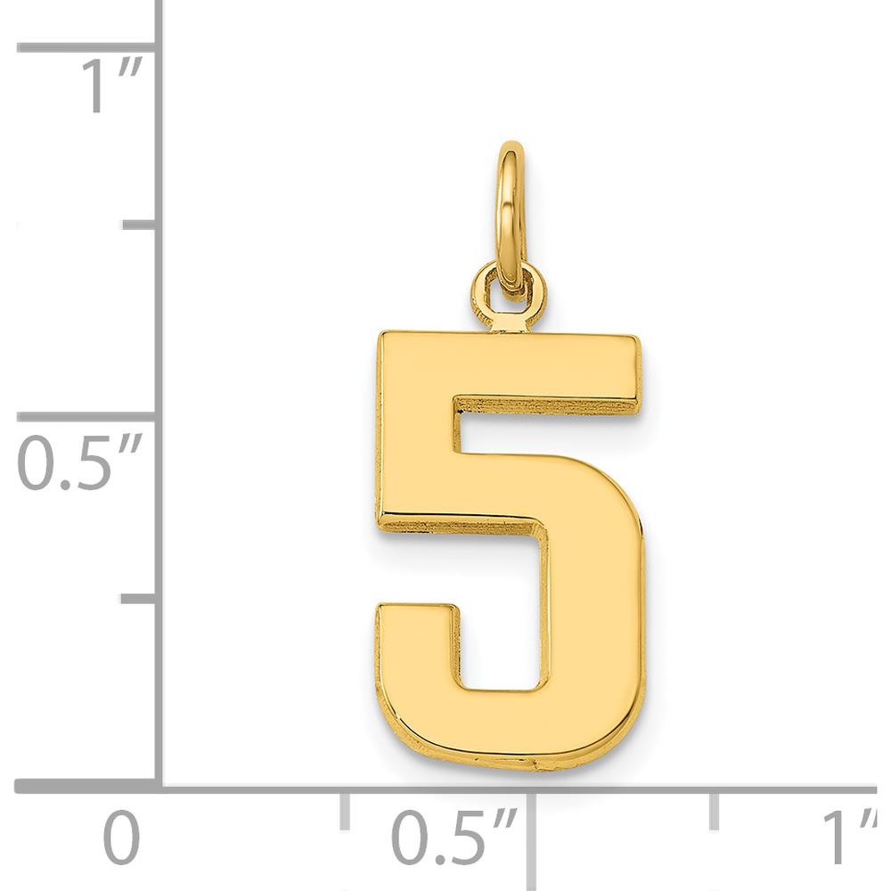 14K Yellow Gold Medium Number 5 Pendant Charm by Oro Pregiato