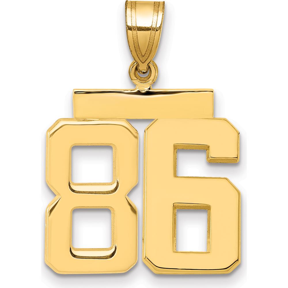 14K Yellow Gold Medium Number 86 Pendant with High Polish Finish by Oro Pregiato