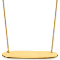 14K Yellow Gold Medium Oblong Bar Necklace with Polished Cable Link Chain - 18" by Oro Pregiato