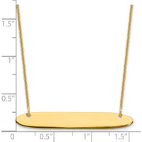 14K Yellow Gold Medium Oblong Bar Necklace with Polished Cable Link Chain - 18" by Oro Pregiato