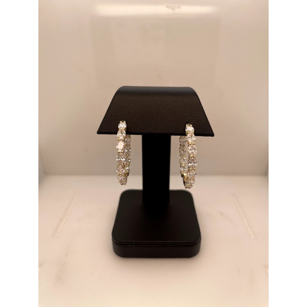 14K Yellow Gold Medium Oval Diamond Hoops with East-West Prong Set Lab Diamonds - 5.54 Carat Total Diamond Weight - Covaloro Fine Jewelry