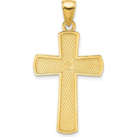 14K Yellow Gold Medium Polished Beaded Cross Pendant by Oro Pregiato