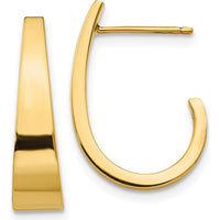 14K Yellow Gold Medium Polished J Hoop Earrings - Elegant Classic Design by Oro Pregiato