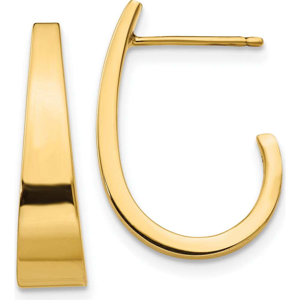 14K Yellow Gold Medium Polished J Hoop Earrings - Elegant Classic Design by Oro Pregiato