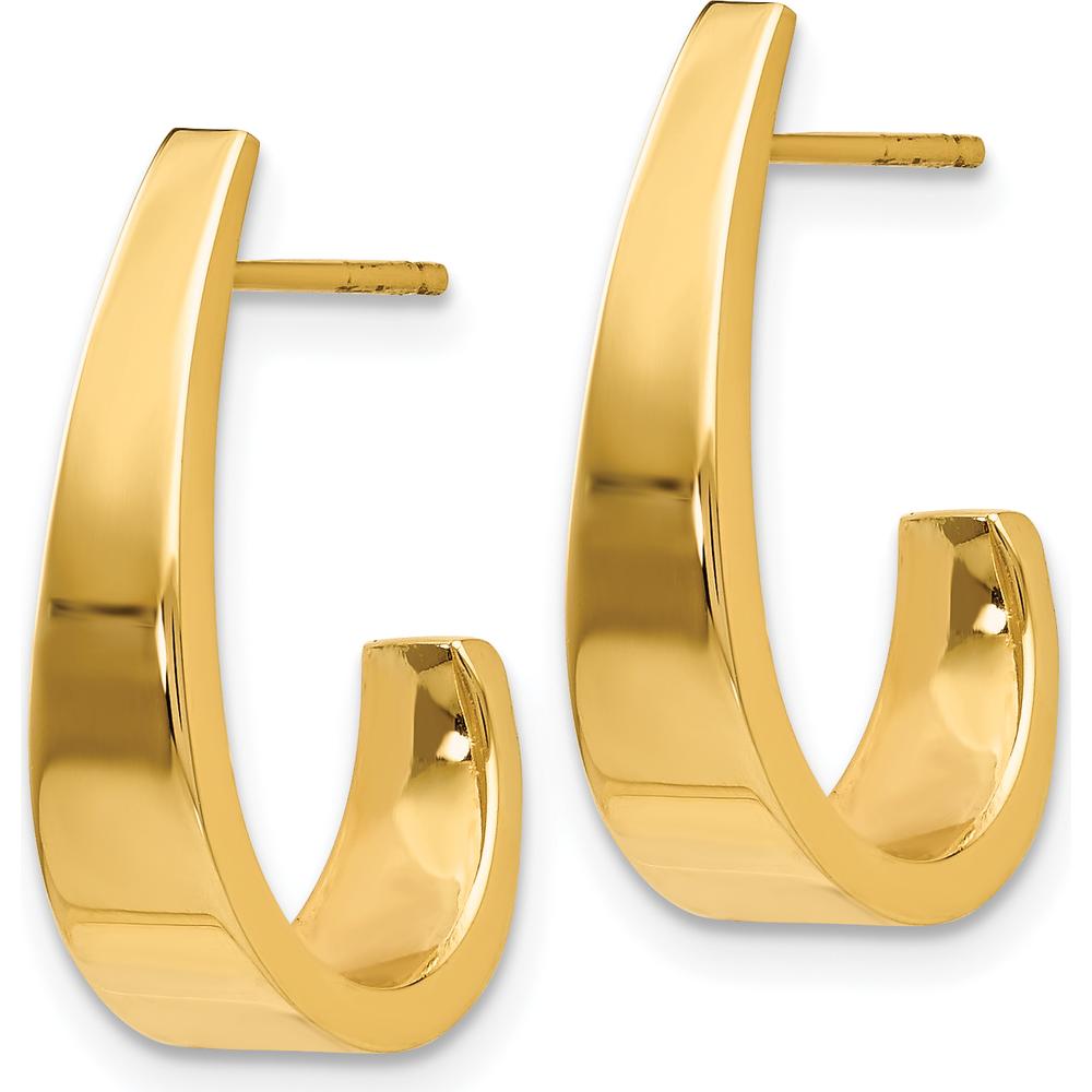 14K Yellow Gold Medium Polished J Hoop Earrings - Elegant Classic Design by Oro Pregiato