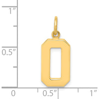 14K Yellow Gold Medium Polished Number 0 Pendant Charm by Oro Pregiato