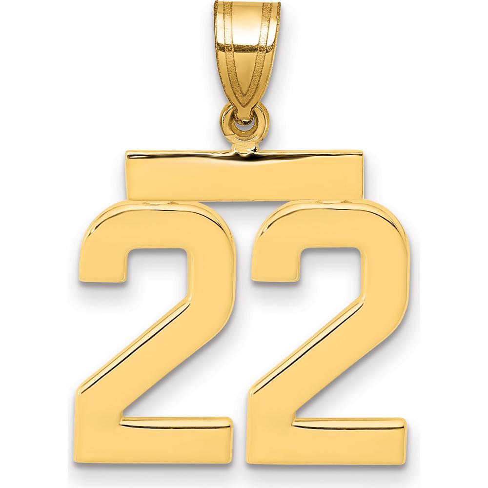 14K Yellow Gold Medium Polished Number 22 Pendant by Oro Pregiato