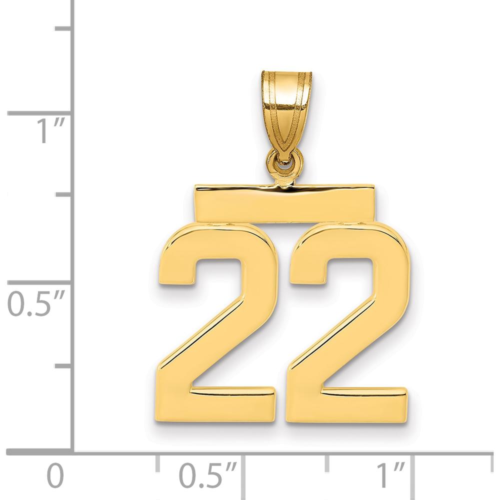 14K Yellow Gold Medium Polished Number 22 Pendant by Oro Pregiato