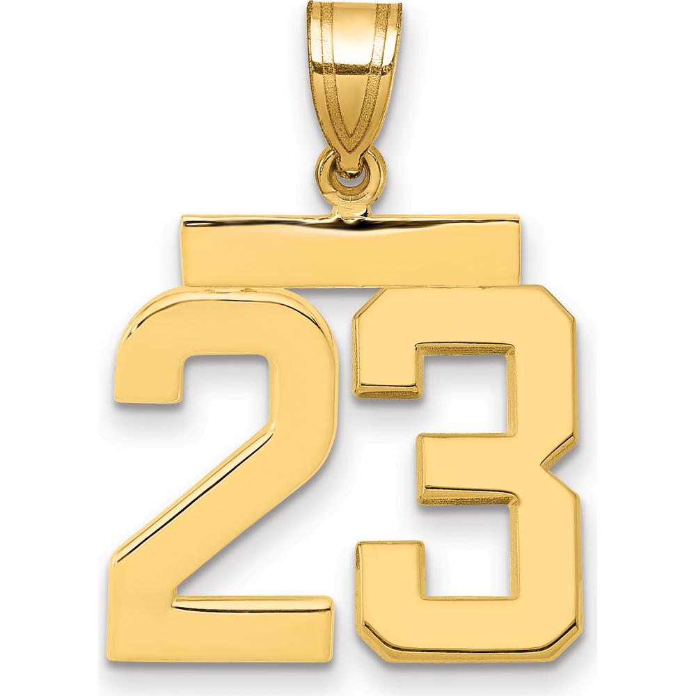 14K Yellow Gold Medium Polished Number 23 Pendant by Oro Pregiato