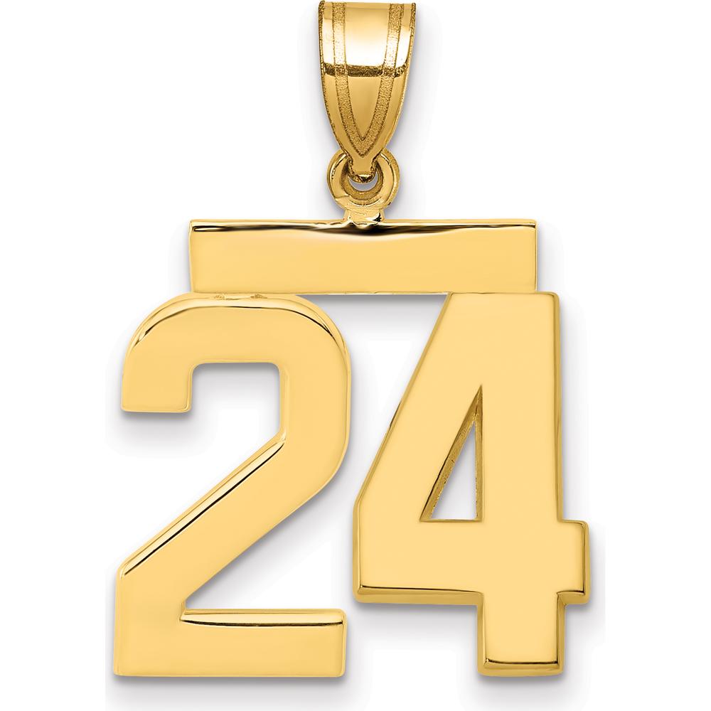14K Yellow Gold Medium Polished Number 24 Pendant Charm by Oro Pregiato