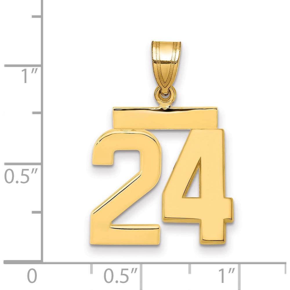 14K Yellow Gold Medium Polished Number 24 Pendant Charm by Oro Pregiato
